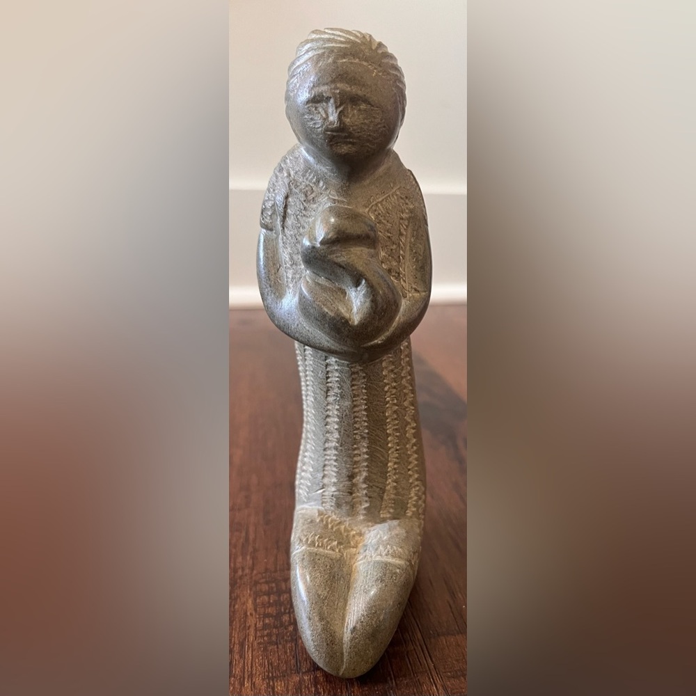 Haitian Mother & Child Stone Fertility Statue Sculpture Figure Soapstone 6.5”